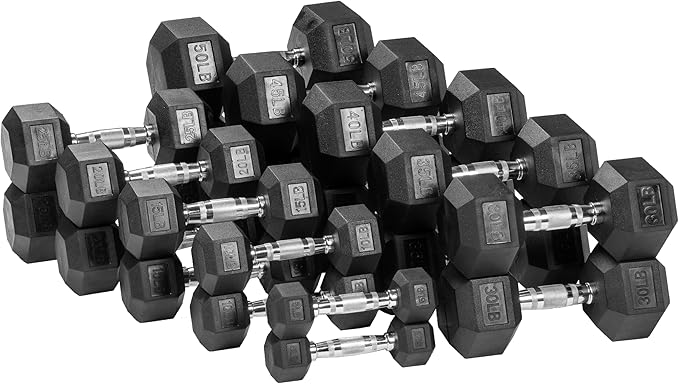 OLIXIS Rubber Hex Dumbbells,Assorted Weights for Home Gym Workouts, Strength Building & Fitness Training