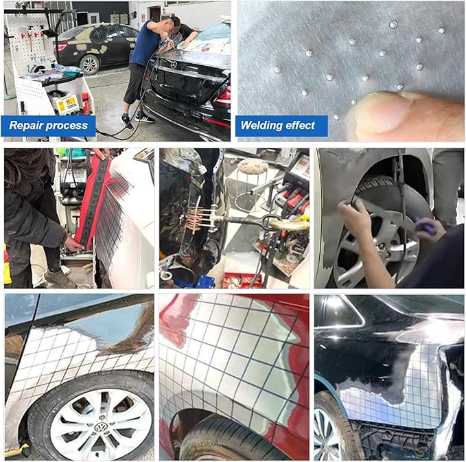 110V Spot Welder Dent Puller Kit Car Body Repair Steel Pulling Data Recovery Function Steel Iron Aluminium Car Auto Repair Machine Stud Welder Dent Puller Machine with Professional Tool Car (F90E)