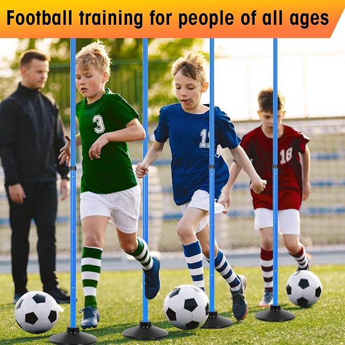 8 Pcs Soccer Agility Poles Detachable Sports Training Speed Slalom Poles with Rubber Base Coaching Sticks for Soccer Drills and Training