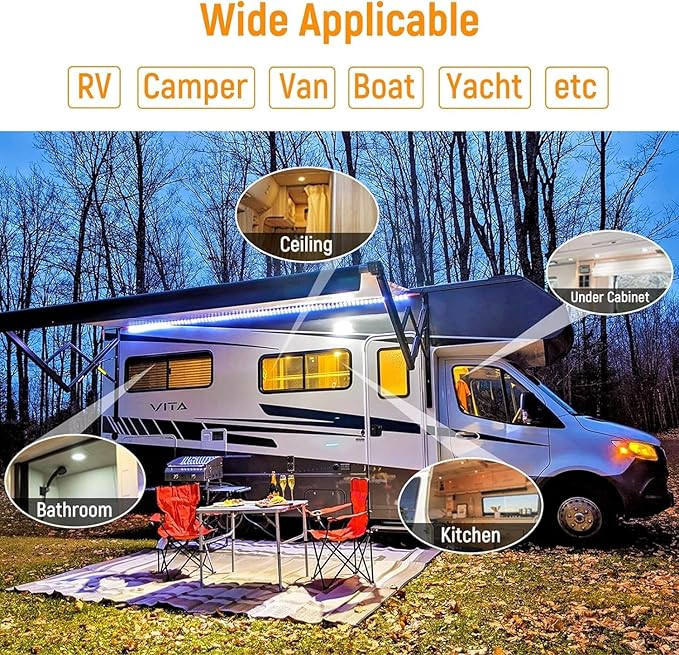 Spring-Type 12 Volt Recessed Lights for RV Boat Trailer Camper-Daylight 6500K 3W 270 Lumens, Low Voltage Downlights Dimmable, Pack of 6