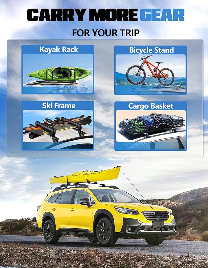 FengYu 330lbs Roof Rack Cross Bars Compatible with Subaru Outback Wilderness 2022-2026 (Only Fit Wilderness), Heavy Duty All-Metal Lockable Aluminum Roof Rails Crossbars Rooftop Cargo Bars