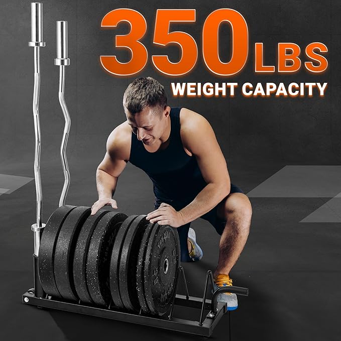 Yes4All 6 Pegs & 4 Barbell Storage Racks Load Up to 1190 LBS - Wall Mounted Weight Plate Tree & Barbell Holder