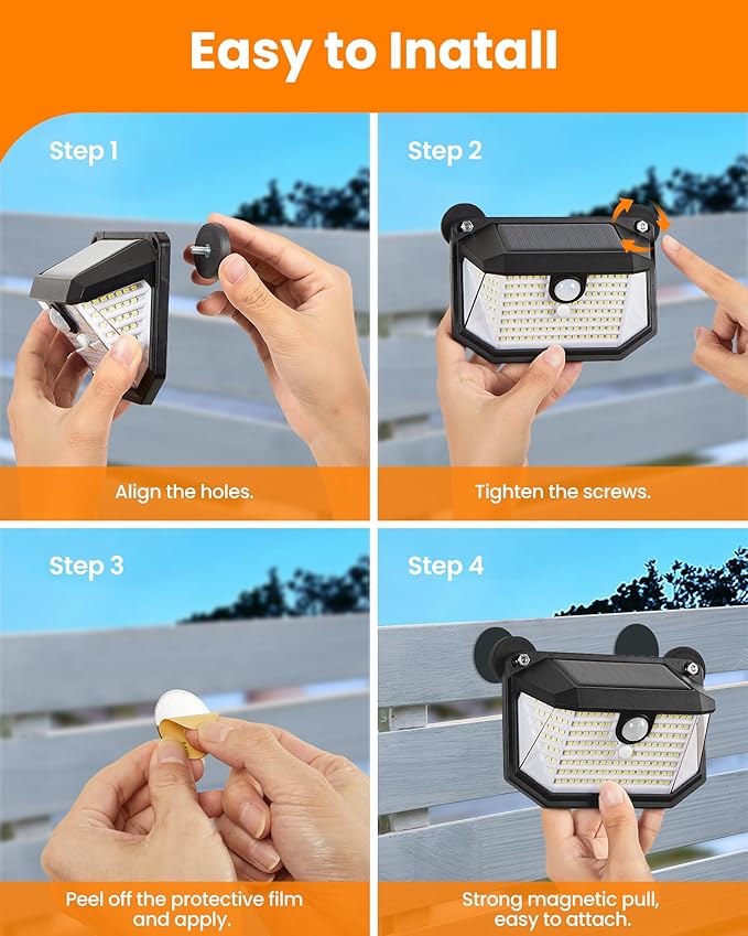 LUHLEE 178 LED Magnetic RV Solar Lights Outdoor, 800LM Ultra-Bright RV Porch Light with Motion Sensor, Strong Magnets IP65 Waterproof rv Lights Exterior for Awning Camper Trailer Porch (4 Pack)