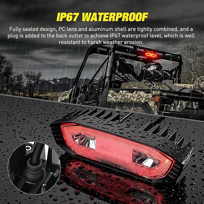 Nilight UTV LED Chase Brake Light Universal 1.75”-2.0” Roll Bar Mount Running Strobe Reverse Cargo Lights for ATV Can-Am Polaris RZR Dune Buggy Golf Cart Boat