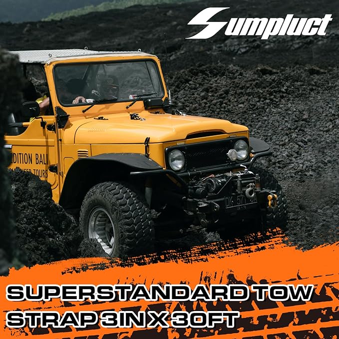 Recovery Tow Strap 3in X 30ft Exceed Heavy Duty 36580 lbs Break Strength, Use for Emergency Towing Rope, Tree Saver, Winch Extension, Triple Reinforced Loops,Car Accessories