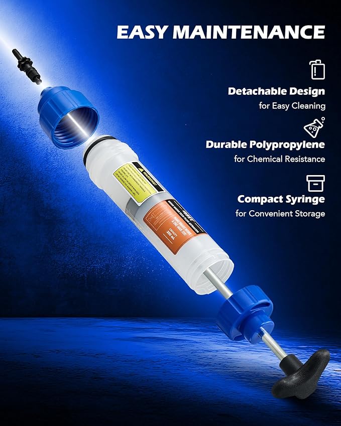 Orion Motor Tech Fluid Extractor Pump, 350mL Oil Extractor Pump, Manual Fuel Suction Fill Syringe with 3 Hoses for Automotive Transmission Brake Fluid Transfer Steering Gear Engine Oil Change