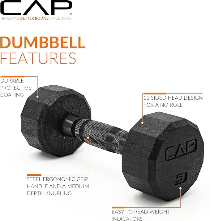 CAP Barbell Coated Dumbbell Weight | Multiple Options Pairs & Sets