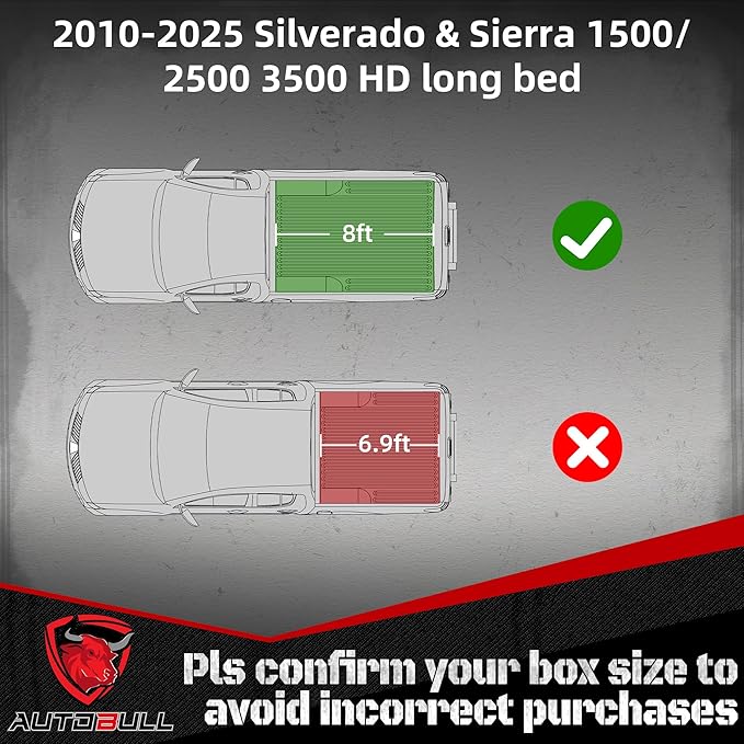 Hard Top Tri Fold tonneau Cover Compatible with 2010-2025 Chevy Silverado & GMC Sierra 1500/2007-2025 2500 3500HD 8ft Bed (97.8"), Not for CarbonPro Bed, Alloy Steel and Fiberglass Made