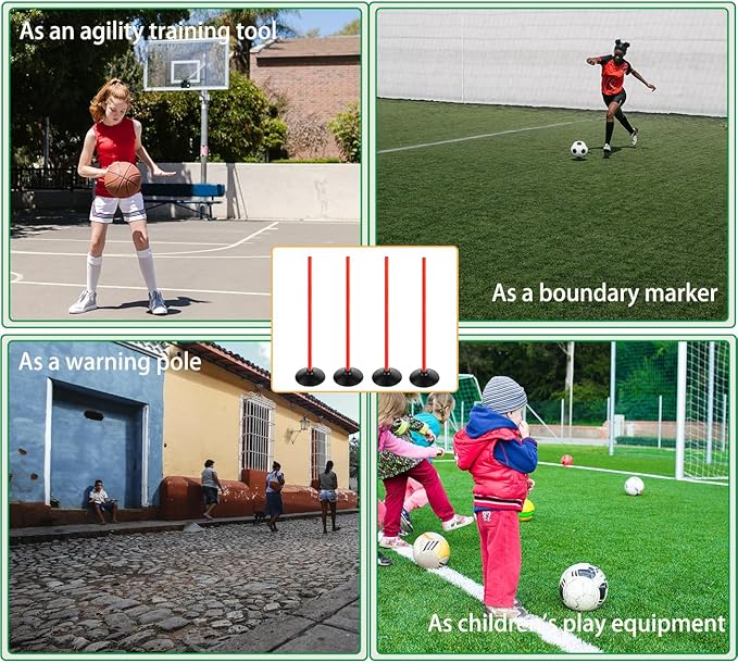Orange Soccer Agility Poles Set Detachable Sports Trainning Speed Pole Slalom Poles with Rubber Base Sport Traning Equipment