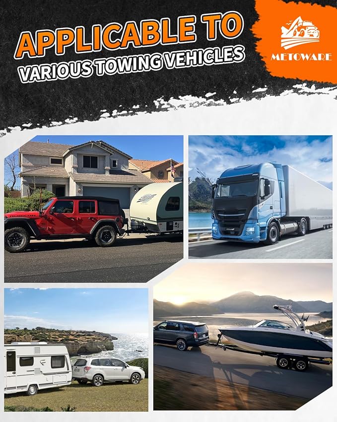 METOWARE Adjustable Trailer Hitch Ball Mount, 9-1/2" Drop and 8-1/4" Rise, Fits 2-Inch Receiver, with 1" Hitch Ball Hole, 6-Position Heavy Duty Tow Hitch with Pins