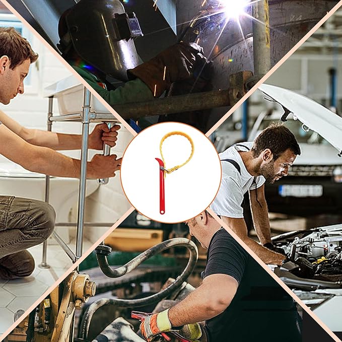 An 8-inch Steel Handle Adjustable Strap Wrench, Suitable for Replacing Water Filters, PVC Pipe Joints, Oil Filters, And Swimming Pool Connections