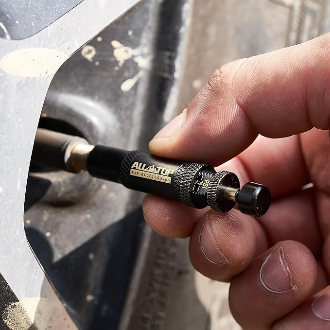 ALL-TOP Adjustable Auto-Stop Tire Deflator Valve Kit (10-30 PSI) 4 PCS Screw-on Tyre Air Down Tool for Offroad 4x4 (with 5 Valve caps)