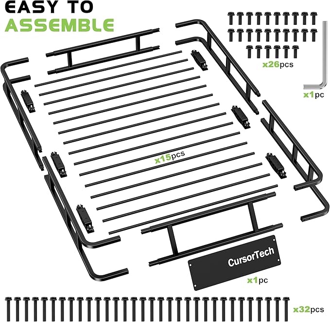Roof Rack Basket 300LB Universal 64"x 39" Heavy Duty Metal Steel Rooftop Cargo Carrier with 6 U-Bolts Luggage Holder Storage Accessories for SUV, Truck, Pickup, Off-Road, Sedan