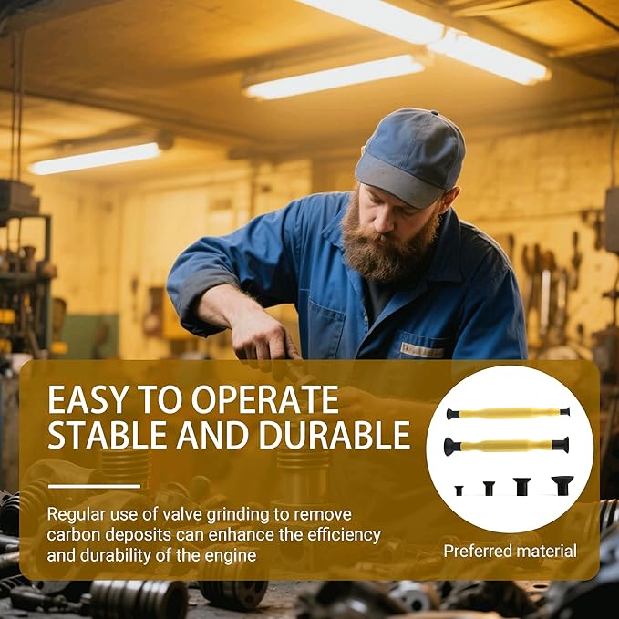 Valve Lapping Kit with 8 Suction Cups – Engine Valve Grinder Tool for Cars, Motorcycles, Small Engines, Lawn Mowers & More – Durable Handle for Easy DIY Engine Repair