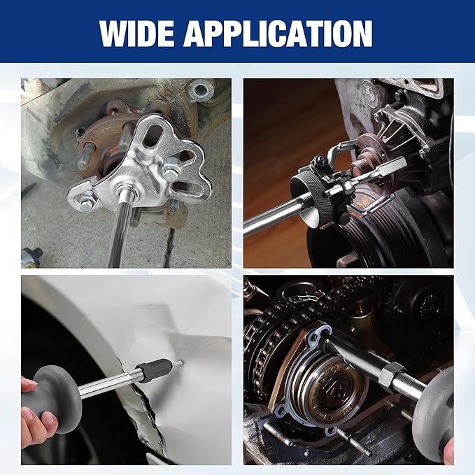 WORKPRO 9-Way Slide Hammer Puller Set, 27-Piece Wheel Hub Removal Tool, for Front Hub & Rear Axle, Heavy Duty Bearing Puller Set with Carry Box