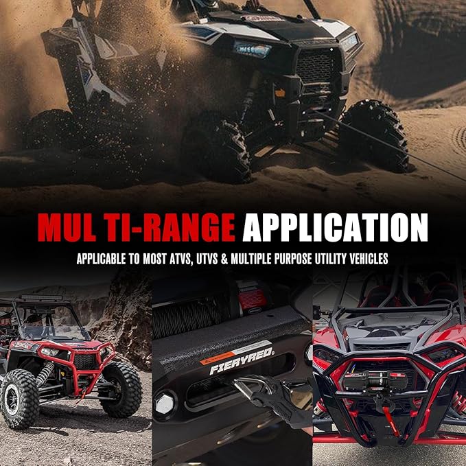 FieryRed ATV/UTV Winch 12V 5500 lb Electric Winch with Synthetic Rope, with Wireless Remote Control Hawse Aluminium Fairlead & Mounting Bracket, Waterproof IP67