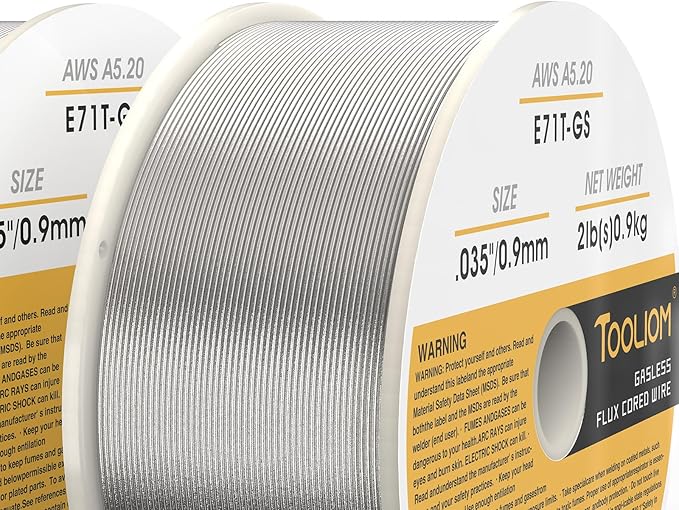 TOOLIOM E71T-GS .035" Diameter 2-Pound Spool Flux Core Self-shielded Carbon Steel MIG Welding Wire 2 PCS