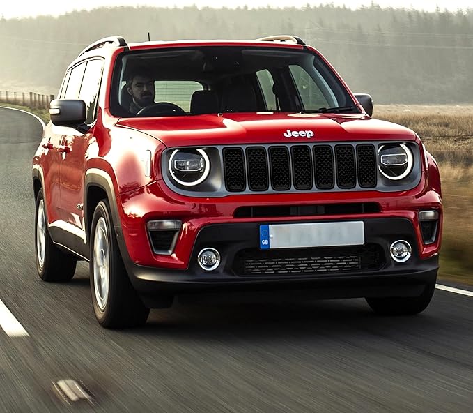 Gloss Black Chrome Delete Front Grille | Car Grille Cover | Grille Insert | Trim Overlay | Compatible with 2019-2023 Jeep Renegade | ABS6503BLK