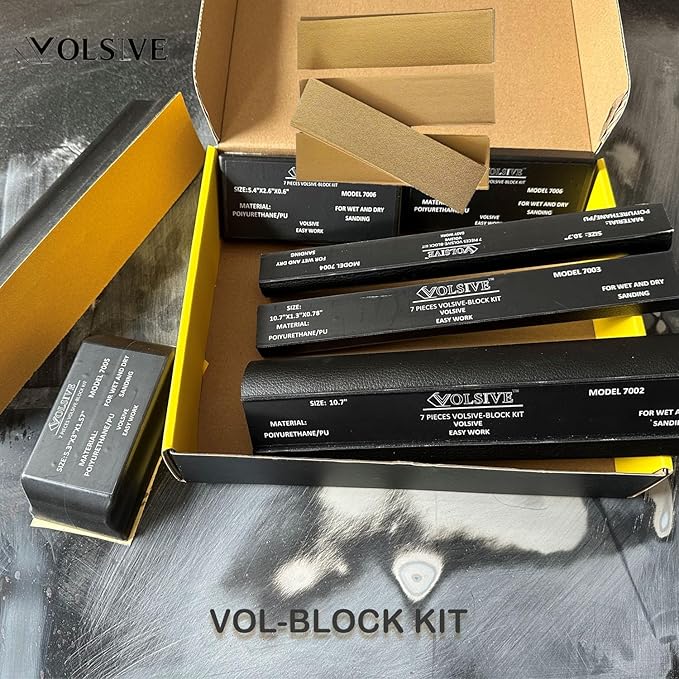 PSA Sanding Block Kit of 7,Hand Abrasives Auto Body Sanding Block Set with 20pcs Self Adhesive Sandpaper Sheet,Flexible for Automotive Paint and Woodworking Sand Furniture