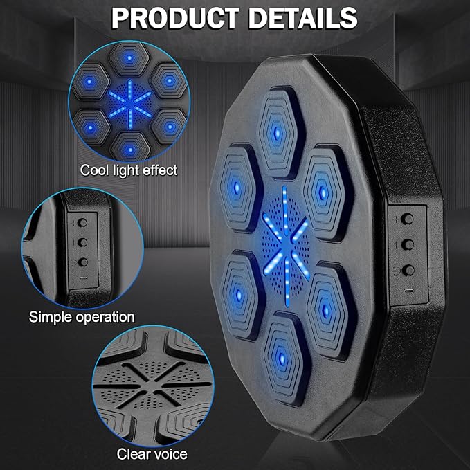 2025 New Music Boxing Machine, Upgraded 2.0 Smart Bluetooth Music Boxing Parent-Child Games, Wall-Mounted Exercise Equipment for Home Exercise