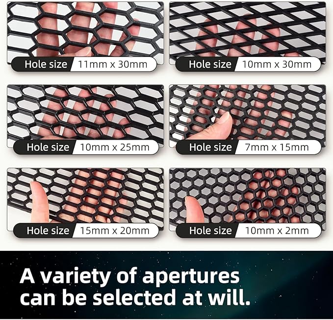 AggAuto 47"x16" ABS Plastic Universal Car Grill Mesh, Automotive Grille Insert Bumper Honeycomb Hole 11x30mm Hex Grids Red