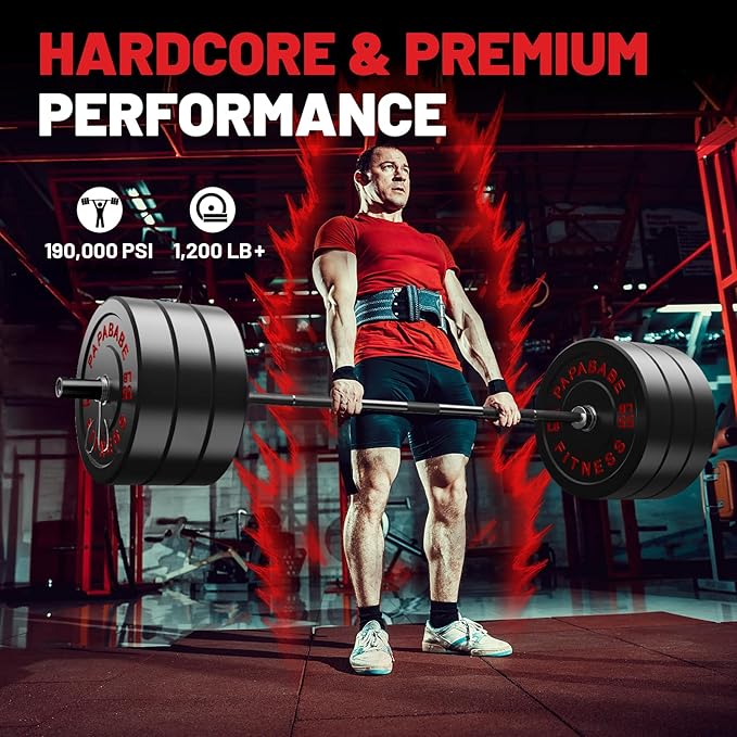 PAPABABE Olympic Barbell, 2-inch 45lb/35lb Weight Bar for Strength Training. 6.5ft/7ft Olympic Bar, 1000lb Plus Capacity, Chrome/Zinc Plating, knurled Grip for Bench Press Deadlift Squat