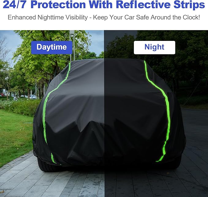 Waterproof Car Cover Compatible with Camry/Sonata/Altima/ES/Fusion/CT5 All-Weather Protection, 189"-197" Sedan PEVA Car Cover with Zipper Door