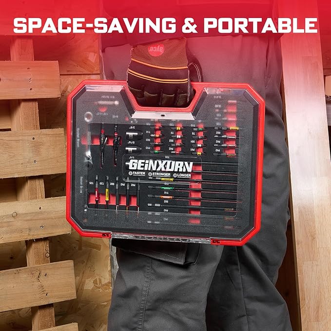 44Pcs Tools Set Packaged Impact Screwdriver Bits,Ratchet Wrench, Socket Driver, Sockets, Step Drill, 1/4”Socket Adapter and Impact Bit Holder with Tool Box Storage for Home Repairs, DIY