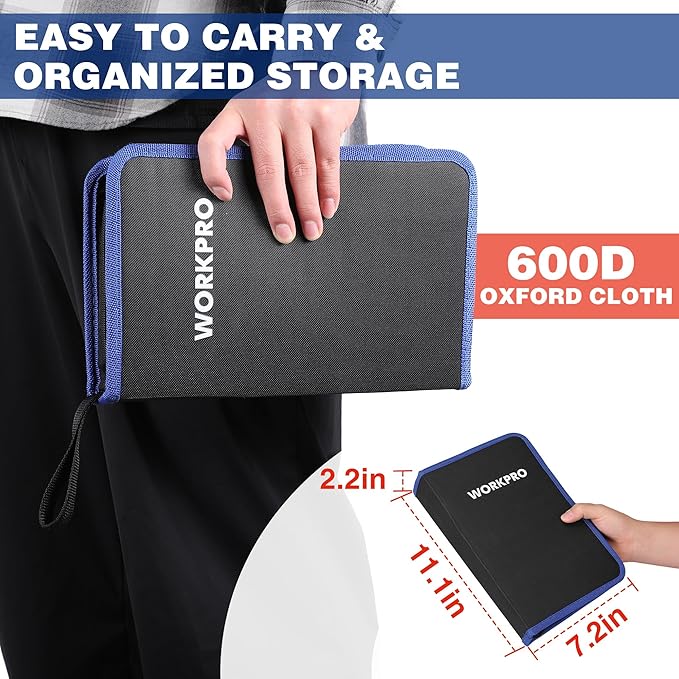 WORKPRO 3-Piece Hose Clamp Pliers Set with Pouch - 27" Long Reach Wire Spring Hose Clamp Plier & Angled Spring Clamp & Flat Band Pliers for Removal, Installation of Ring