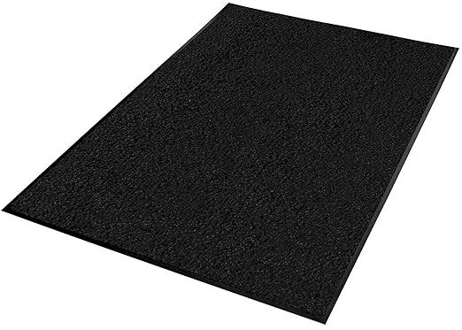 Guardian Platinum Series Indoor Wiper Floor Mat, Rubber with Nylon Carpet, 3'x3', Black