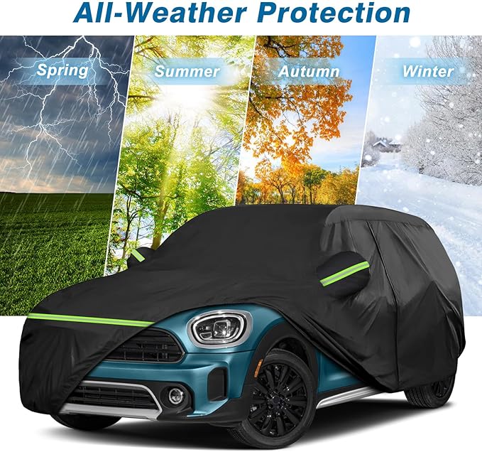 Full Car Covers for 2014-2025 Mini Cooper/Cooper S/Hardtop/Clubman/Countryman 4 Door, Car Cover Waterproof Heavy Duty All-Weather Protection with Door Zipper & Storage Bag