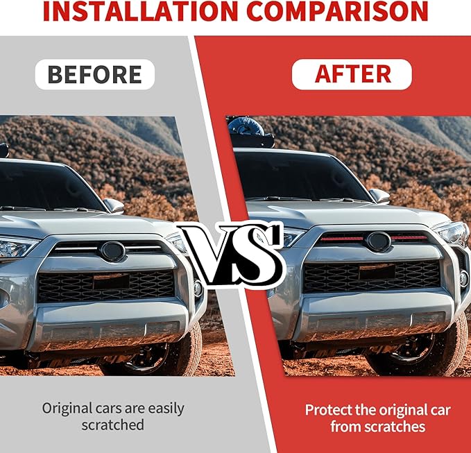 Jimen Compatible with Toyota 4Runner 2020-2024, Front Center Grille Inserts Cover Exterior Trim Accessories (Red)