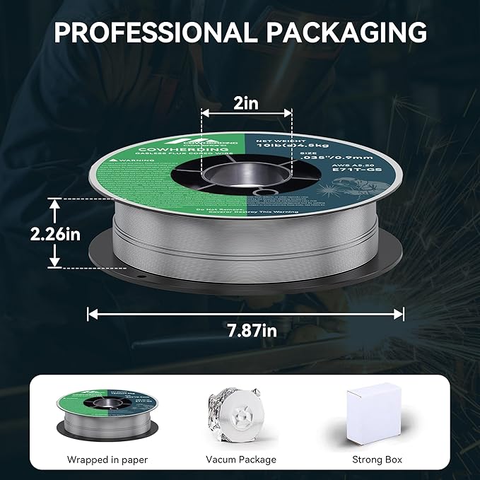 Mig Welding Wire, Flux Core Wire .035" E71T-GS 10-Pound Gas Solid Carbon Steel Low Splatter Mig Welding Wire Solid Wire for Mild Stee, High Feedability Strong ABS Plastic Spool Welding Wire