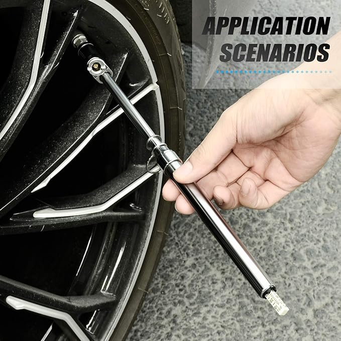 MEANLIN MEASURE Silver Double Straight Type Tire Pressure Gauge,Dual Head Air Pressure Gauge 5Pcs,Pressure Range 10-150 Psi(Suitable for Trucks, etc.