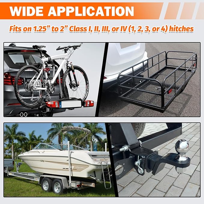 Hitch Tightener, Heavy Duty Anti-Rattle Hitch Stabilizer for 2" Hitch, Trailer Hitch Stabilizer with Rubber Isolator & Wrench for Hitch Mount, Cargo Carrier, Bike Rack (1 Pack, Orange & Black)