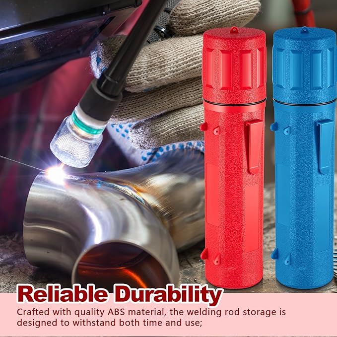 Zonon 4 Pcs Electrode Rod Storage Tube 14 Inch Airproof and Waterproof Welding Rod Holder for Canister(Red and Blue)