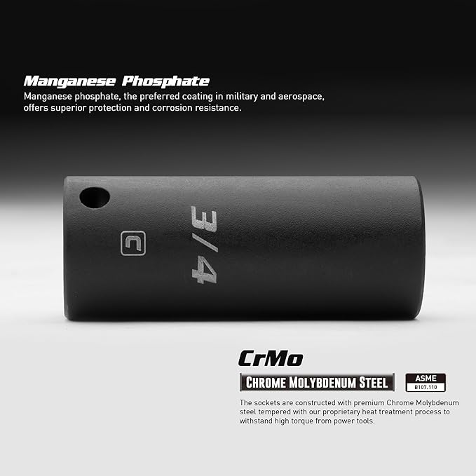 Capri Tools Deep Impact Socket, 3/8-Inch Drive, 6-Point, SAE (7/8-Inch)