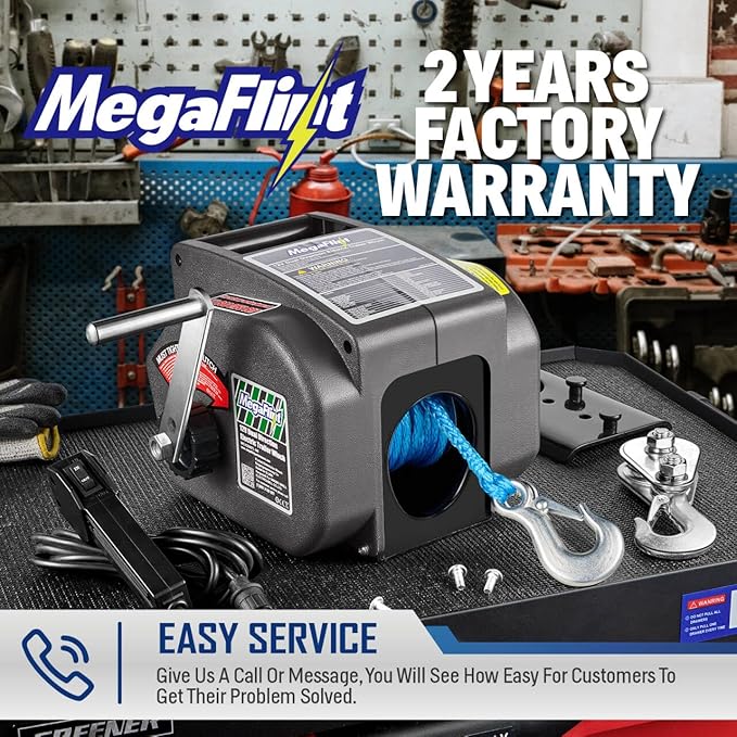 Trailer Winch,Reversible Electric Winch, for Boats up to 6000 lbs.12V DC,Power-in, Power-Out, and Freewheel Operations,30% Higher winching Power Than Regular 6000 lbs Winch (5000lbs Marine)