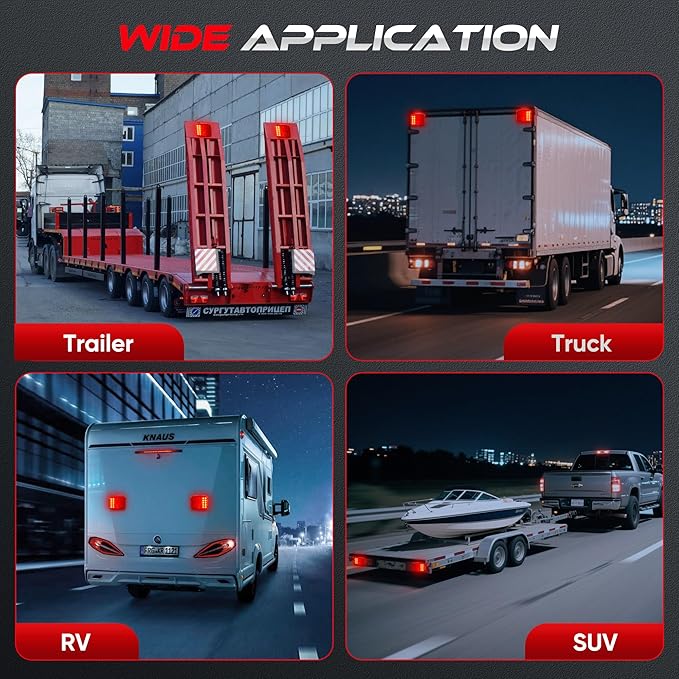 Wireless Trailer Lights Magnetic, Wireless Tail Lights for Trailer, with 7 Pin Plug, Brake Turn Signal Hazard Warning Light, IP67 Waterproof, for Truck, RV, Boat, Tractor (Red)