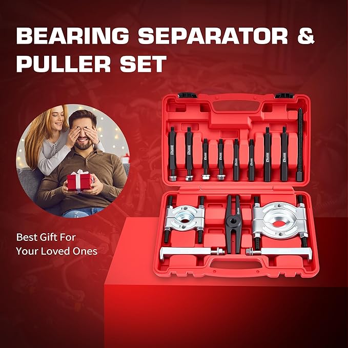 Bearing Puller and Splitter Kit, Separator and Puller Set, Pinion Bearing Puller and Wheel Removal Tool, 5 Ton Capacity Bearing Separator with 2’’ and 3’’ Bearing Separator Jaws, 14Pcs