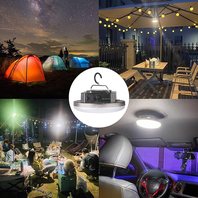 12000mAh 5000LM Camping Lights 3 Lighting Modes Bright Rechargeable LED Lamp 40W Hanging Tent Lights IPX5 Waterproof,Magnet,Power Failure Emergency Survival Kits & Christmas Day Gift