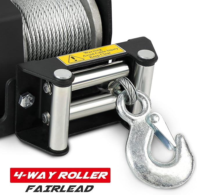 2500lbs Electric Winch 12V Waterproof Steel Cable with Wired Remote Control & Mounting Plate ATV UTV Towing Trailer Winch Off-Road