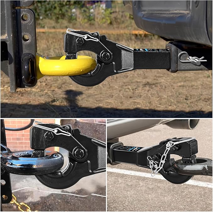 Nilight 10-TON Pintle Hitch for 2-Inch Receiver Hook Military Receiver 20000LBS,Fits 2-1/2 in Lunette Ring, Gloss Black Powder Coat