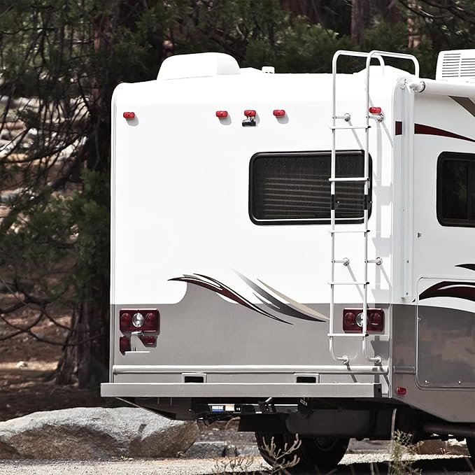 RecPro RV 92" Universal Exterior Rear Ladder | 250 lb Max Weight | Lightweight Aluminum | Made in The USA (Silver)