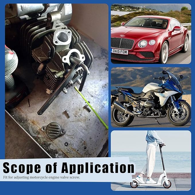 Glarks 4Pcs Motorcycle Engine Valve Adjustment Tool Kit, Engine Screw Spanner Valve Tool Wrench Valve Screw Repair Spanner with Feeler Gauges for Motor Engine Valve Screw