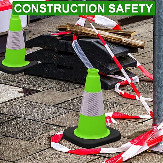 OrangeStar 8 Pack 12" Green Traffic Safety Cones, PVC Parking Construction Cones w/Reflective Collar, Heavy Duty Base for Driving Practice, Parking Lots and Roadwork
