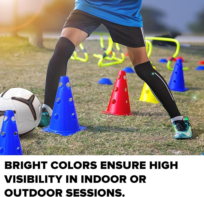 GSi Hurdle Training Cones | Multi Pack Sets | Dual Purpose Agility Cones with Holes | Ideal for Soccer, Kids, Dog, and Sports Training