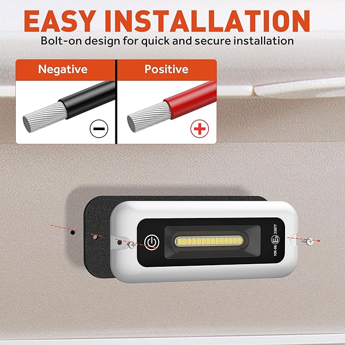 6 Inch RV Lights Interior with Smart Touch Control, LED Utility Awning Light White 6000K, IP68 Waterproof Aluminum for RV Trailers Travel Campers Cabinet SUV Truck MPV Hallway