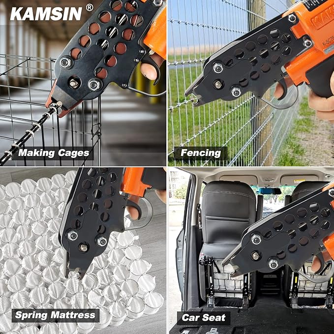 K-SC760 16 Gauge 1/2-Inch Hog Ring Gun, 3.0-4.8mm Closure Diameter Pneumatic Hog Ring Tool, Automatic Hog Ring Plier, Hog Ring Tool for Fencing, Cages (K-SC760 C Ring Gun)