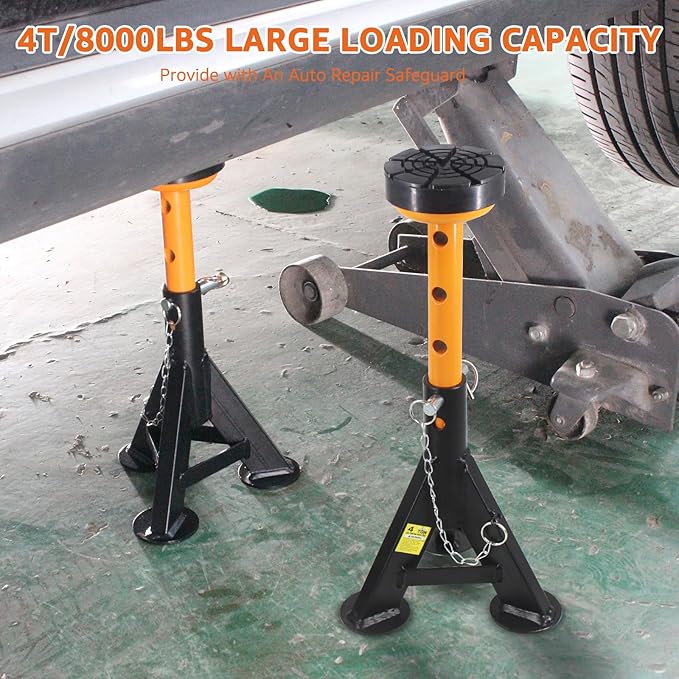 BESTOOL Heavy Duty Jack Stand,Low Profile Car Jack Stand with Security Locking Pins-4ton (8000Ibs) Capacity, 2 Pack